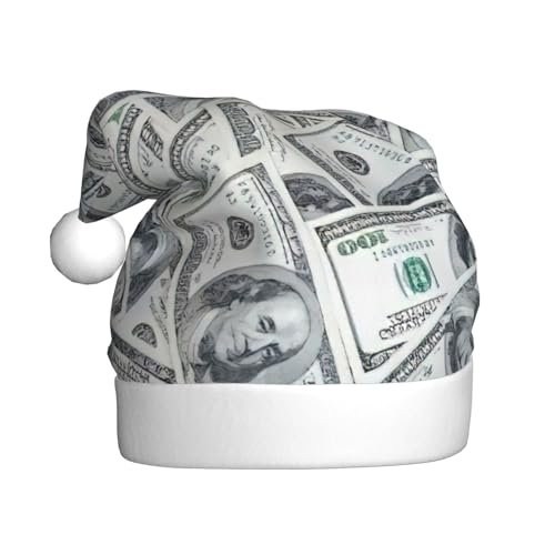 Yiyilong Weihnachtsmütze für Erwachsene, Plüsch, lustiger Dollar-Gelddruck, Uni, Weihnachtsmannmütze für Weihnachtszubehör Yiyilong Weihnachtsmütze für Erwachsene, Plüsch, lustiger Dollar-Gelddruck, Uni, Weihnachtsmannmütze für Weihnachtszubehör von Yiyilong
