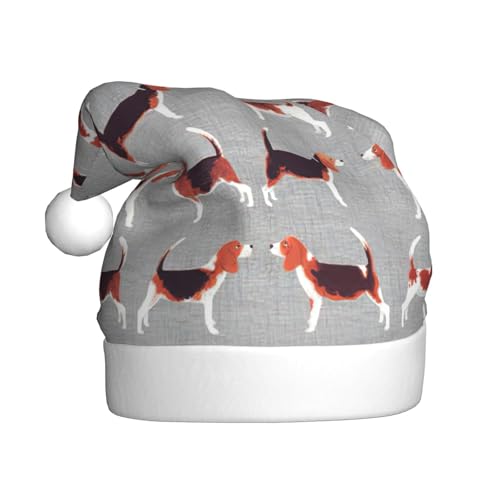 Yiyilong Weihnachtsmütze für Erwachsene, Plüsch, mit dekorativem Beagle-Muster, Uni, Weihnachtsmannmütze für Weihnachtsaccessoires Yiyilong Weihnachtsmütze für Erwachsene, Plüsch, mit dekorativem Beagle-Muster, Uni, Weihnachtsmannmütze für Weihnachtsaccessoires von Yiyilong
