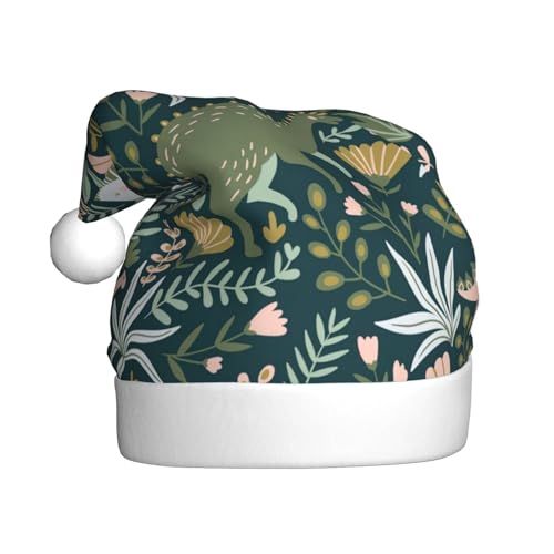 Yiyilong Weihnachtsmütze für Erwachsene, Plüsch, niedlicher Dinosaurier-Druck, Uni, Weihnachtsmannmütze für Weihnachtszubehör Yiyilong Weihnachtsmütze für Erwachsene, Plüsch, niedlicher Dinosaurier-Druck, Uni, Weihnachtsmannmütze für Weihnachtszubehör von Yiyilong