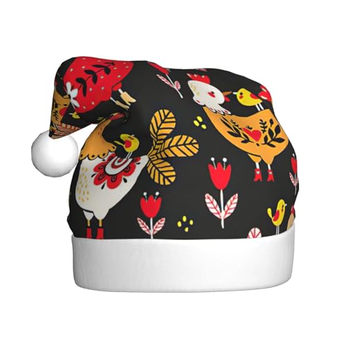 Yiyilong Weihnachtsmütze für Erwachsene, Plüsch, niedlicher Hahn-Aufdruck, Uni, Weihnachtsmannmütze für Weihnachtszubehör Yiyilong Weihnachtsmütze für Erwachsene, Plüsch, niedlicher Hahn-Aufdruck, Uni, Weihnachtsmannmütze für Weihnachtszubehör von Yiyilong