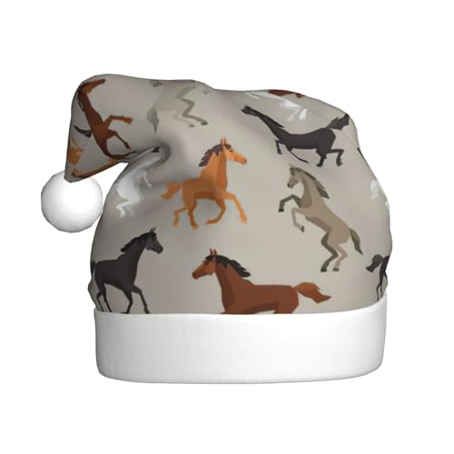 Yiyilong Weihnachtsmütze für Erwachsene, Plüsch, niedlicher Pferdeaufdruck, Uni, Weihnachtsmannmütze für Weihnachtszubehör Yiyilong Weihnachtsmütze für Erwachsene, Plüsch, niedlicher Pferdeaufdruck, Uni, Weihnachtsmannmütze für Weihnachtszubehör von Yiyilong