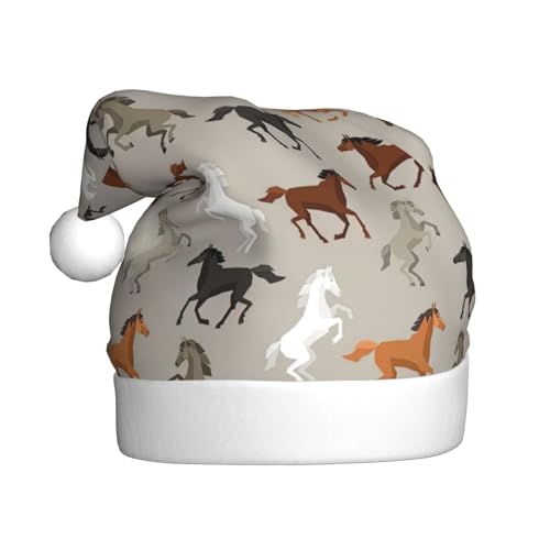 Yiyilong Weihnachtsmütze für Erwachsene, Plüsch, niedlicher Pferdeaufdruck, Uni, Weihnachtsmannmütze für Weihnachtszubehör Yiyilong Weihnachtsmütze für Erwachsene, Plüsch, niedlicher Pferdeaufdruck, Uni, Weihnachtsmannmütze für Weihnachtszubehör von Yiyilong