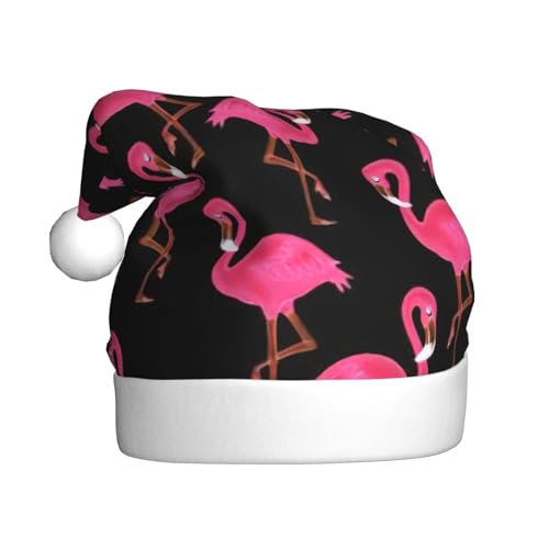 Yiyilong Weihnachtsmütze für Erwachsene, Plüsch, niedlicher rosa Flamingodruck, Uni, Weihnachtsmannmütze für Weihnachtszubehör Yiyilong Weihnachtsmütze für Erwachsene, Plüsch, niedlicher rosa Flamingodruck, Uni, Weihnachtsmannmütze für Weihnachtszubehör von Yiyilong