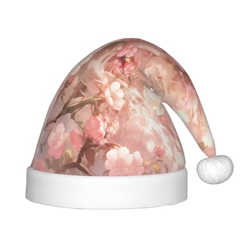 Yiyilong Weihnachtsmütze für Kinder mit Plüschfell, Shabby-Rosen-Motiv, cremefarben von Yiyilong