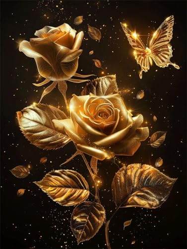 5D Diy Diamond Painting Erwachsene Kits Goldene Blume Diamant Malerei Groß Bilder Full Drill Cross Stickerei Sets Mosaikherstellung Kinder Malen Nach Zahlen für Home Decor Geschenk Round 30x40cm D4647 von Yizgrz
