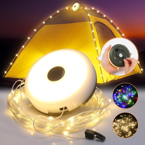 Yizhet 10m Camping Lichterkette, Aufrollbar und Wasserdicht, USB Aufladung, Langlebige LED für Camping, Wandern und Hofdeko von Yizhet
