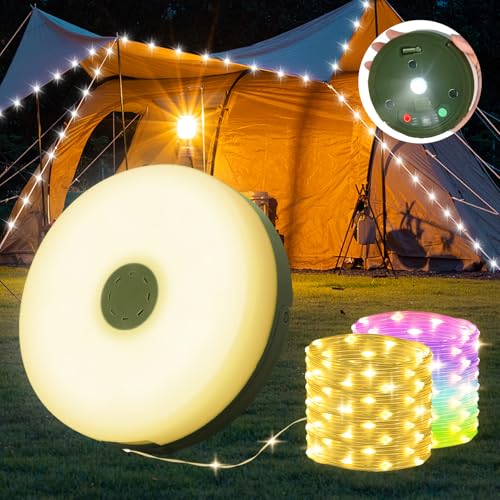 Yizhet 10m Camping Lichterkette Aufrollbar 2 in 1 Outdoor Wasserdicht Lichterkette mit 9 Beleuchtungsmodi Tragbare Wiederaufladbare Led Lichterkette für Camping, Wandern und Hofdeko(Warmweiß & Farbig) Yizhet 10m Camping Lichterkette Aufrollbar 2 in 1 Outdoor Wasserdicht Lichterkette mit 9 Beleuchtungsmodi Tragbare Wiederaufladbare Led Lichterkette für Camping, Wandern und Hofdeko(Warmweiß & Farbig) von Yizhet