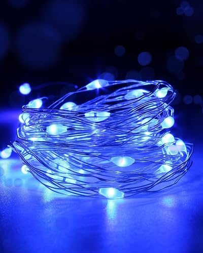 Yizhet LED Lichterkette 10m 100er LED Draht Micro Lichterkette Micro USB LED Kupferdraht Lichterketten für Schlafzimmer, Party, Garten, Halloween, Hochzeiten (Blau) von Yizhet