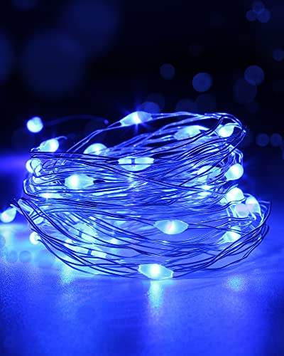 Yizhet LED Lichterkette 3m 30er LED Draht Micro Lichterkette Micro USB LED Kupferdraht Lichterketten für Schlafzimmer, Party, Garten, Halloween, Hochzeiten (Blau) von Yizhet
