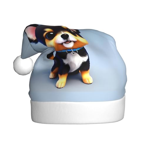 Card Love Fancy Puppy Weihnachtsmütze für Erwachsene. Festliche Weihnachtsmütze mit Bommel, Unisex-Kappe für Weihnachtsfeiern von Yizhiyz