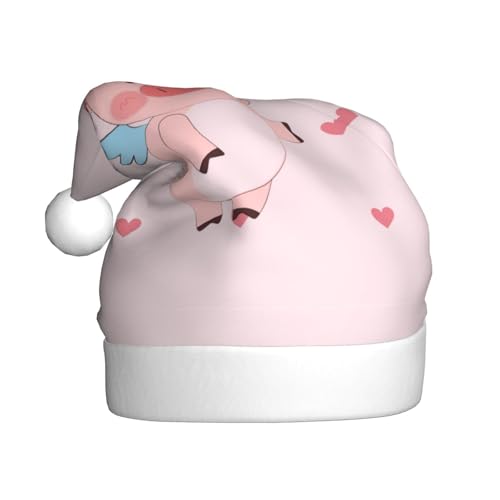 Cartoon-Weihnachtsmütze mit fliegendem Schwein, für Erwachsene. Festliche Weihnachtsmütze mit Bommel, Unisex-Kappe für Weihnachtsfeiern. von Yizhiyz