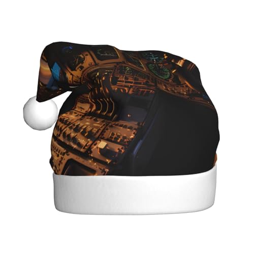 Flugzeug-Cockpit-Weihnachtsmütze für Erwachsene. Festliche Weihnachtsmütze mit Bommel, Unisex-Kappe für Weihnachtsfeiern. von Yizhiyz