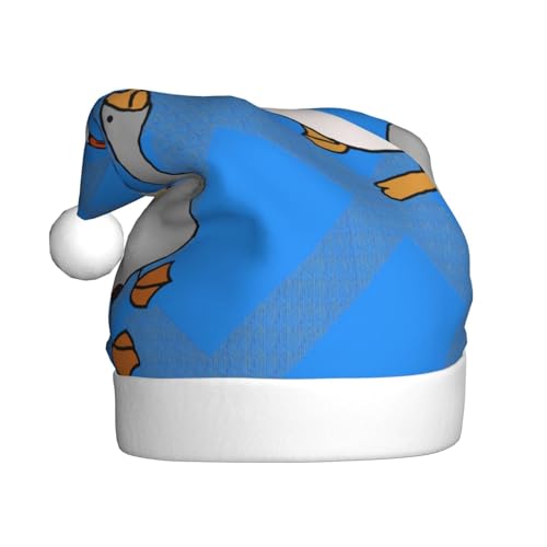 Graue Gans Weihnachtsmütze für Erwachsene. Festliche Weihnachtsmütze mit Bommel, Unisex-Kappe für Weihnachtsfeiern. von Yizhiyz