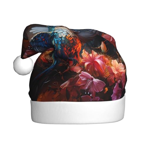 Kolibri-Weihnachtsmütze für Erwachsene. Festliche Weihnachtsmütze mit Bommel, Unisex-Kappe für Weihnachtsfeiern. von Yizhiyz