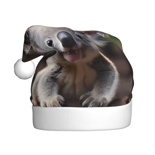 Niedliche Koala-Weihnachtsmütze für Erwachsene. Festliche Weihnachtsmütze mit Bommel, Unisex-Kappe für Weihnachtsfeiern. von Yizhiyz