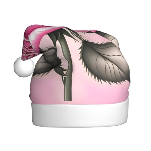 Schöne rosa Rosen Weihnachtsmütze für Erwachsene. Festliche Weihnachtsmütze mit Bommel, Unisex-Kappe für Weihnachtsfeiern. von Yizhiyz