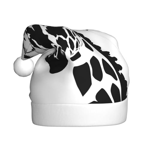 Schwarz-weiße Giraffen-Weihnachtsmütze für Erwachsene. Festliche Weihnachtsmütze mit Bommel, Unisex-Kappe für Weihnachtsfeiern. von Yizhiyz