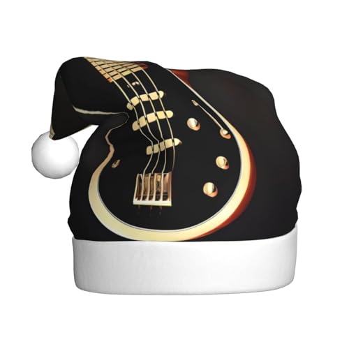 Schwarze Gitarren-Weihnachtsmütze für Erwachsene. Festliche Weihnachtsmütze mit Bommel, Unisex-Kappe für Weihnachtsfeiern. von Yizhiyz