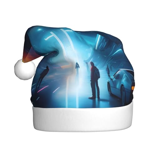 Science-Fiction-Weihnachtsmütze für Erwachsene. Festliche Weihnachtsmütze mit Bommel, Unisex-Kappe für Weihnachtsfeiern. Science-Fiction-Weihnachtsmütze für Erwachsene. Festliche Weihnachtsmütze mit Bommel, Unisex-Kappe für Weihnachtsfeiern. von Yizhiyz