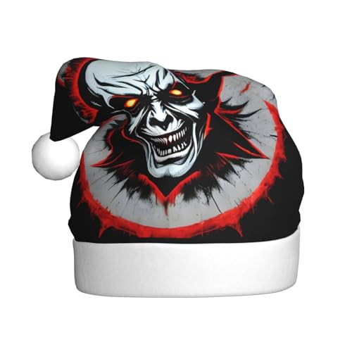 Weihnachtsmütze für Erwachsene, Motiv: böser Geist, Rot und Schwarz, festliche Weihnachtsmütze mit Bommel, Unisex-Kappe für Weihnachtsfeiern. von Yizhiyz