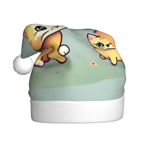 Weihnachtsmütze mit Kätzchen-Schmetterling für Erwachsene. Festliche Weihnachtsmütze mit Bommel, Unisex-Kappe für Weihnachtsfeiern. von Yizhiyz