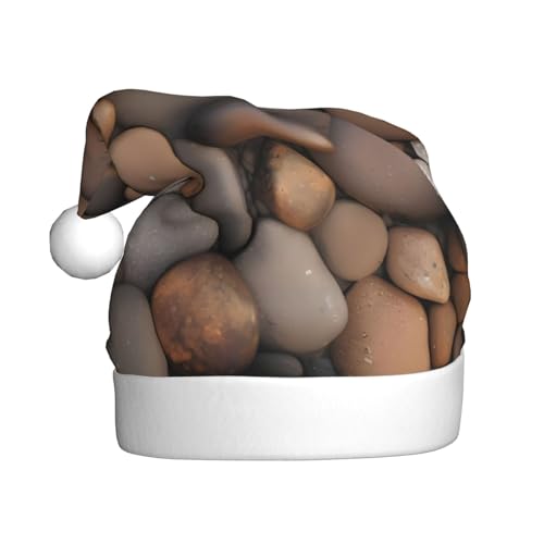 Weihnachtsmütze mit Kieselsteinen im Strand für Erwachsene. Festliche Weihnachtsmütze mit Bommel, Unisex-Kappe für Weihnachtsfeiern. von Yizhiyz