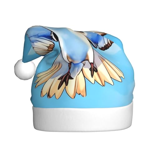 Weihnachtsmütze mit Möwen im Flug für Erwachsene. Festliche Weihnachtsmütze mit Bommel, Unisex-Kappe für Weihnachtsfeiern. von Yizhiyz