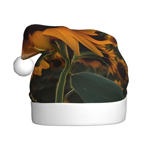Weihnachtsmütze mit Sonnenblumen-Motiv für Erwachsene. Festliche Weihnachtsmütze mit Bommel, Unisex-Kappe für Weihnachtsfeiern. von Yizhiyz