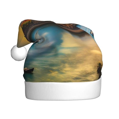 Weihnachtsmütze mit Sonnenuntergang in Barcelona für Erwachsene. Festliche Weihnachtsmütze mit Bommel, Unisex-Kappe für Weihnachtsfeiern. von Yizhiyz
