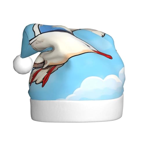 Weihnachtsmütze mit fliegenden Möwen für Erwachsene. Festliche Weihnachtsmütze mit Bommel, Unisex-Kappe für Weihnachtsfeiern. von Yizhiyz