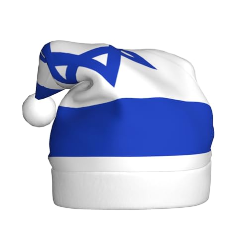 Weihnachtsmütze mit israelischer Flagge für Erwachsene. Festliche Weihnachtsmütze mit Bommel, Unisex-Kappe für Weihnachtsfeiern. von Yizhiyz