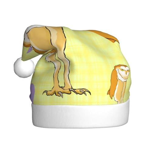 Weihnachtsmütze mit stehender Eule für Erwachsene. Festliche Weihnachtsmütze mit Bommel, Unisex-Kappe für Weihnachtsfeiern. von Yizhiyz