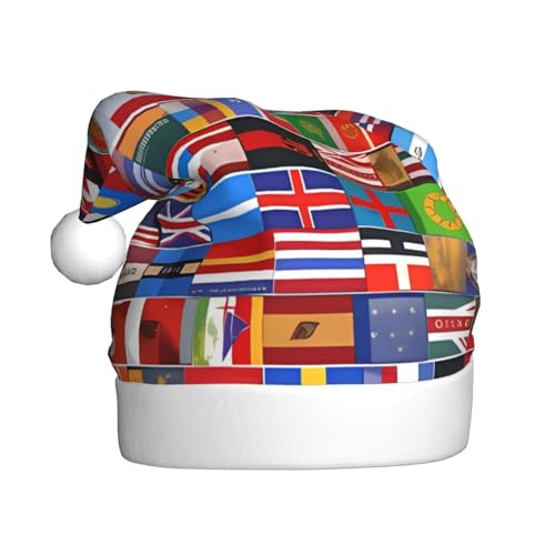 Weihnachtsmütze mit verschiedenen Flaggen für Erwachsene. Festliche Weihnachtsmütze mit Bommel, Unisex-Kappe für Weihnachtsfeiern. von Yizhiyz