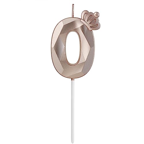 Geburtstag digitale Kerzen 0,rosegold 3D Krone Design Flash Geburtstagskerzen ,Geburtstagstorten, Hochzeitsfeiern, Abschlussfeiern, etc.(Nummer 0) von Yizom