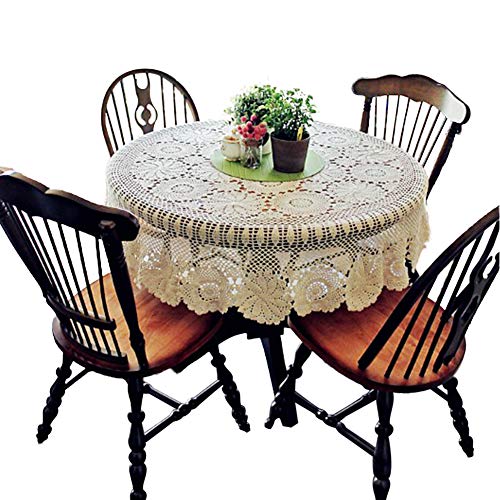 Yizunnu, Runde Vintage handgefertigte Häkeldecke, Baumwolle, Spitze, Tischdeckchen, für Hochzeit, Party, Baumwolle, beige, 150 cm Yizunnu, Runde Vintage handgefertigte Häkeldecke, Baumwolle, Spitze, Tischdeckchen, für Hochzeit, Party, Baumwolle, beige, 150 cm von Yizunnu