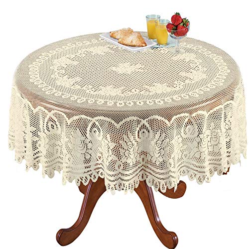 Yizunnu Beige Spitze Tischtuch Rechteck Runde Vintage Tischtuch Abdeckung Party Hochzeit Durchmesser 70inch Yizunnu Beige Spitze Tischtuch Rechteck Runde Vintage Tischtuch Abdeckung Party Hochzeit Durchmesser 70inch von Yizunnu