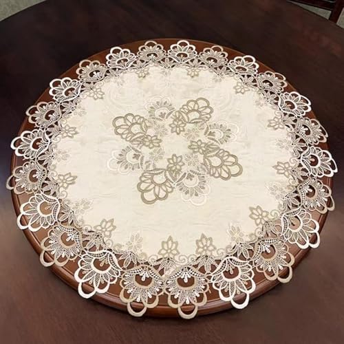 Yizunnu Besticktes rundes Tischset, Vintage-Spitze, Florale Tischdecke, stilvoll, staubdicht, Tischdecke für Küche, Hochzeit, Heimdekoration, Durchmesser 90 cm Yizunnu Besticktes rundes Tischset, Vintage-Spitze, Florale Tischdecke, stilvoll, staubdicht, Tischdecke für Küche, Hochzeit, Heimdekoration, Durchmesser 90 cm von Yizunnu
