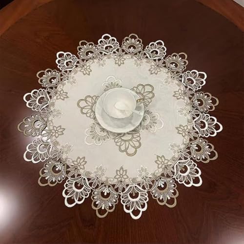 Yizunnu Besticktes rundes Tischset, Vintage-Spitze, Florale Tischdecke, stilvolle staubdichte Tischdecke, staubdicht, Tischdecke für Küche, Hochzeit, Heimdekoration, Durchmesser 60 cm Yizunnu Besticktes rundes Tischset, Vintage-Spitze, Florale Tischdecke, stilvolle staubdichte Tischdecke, staubdicht, Tischdecke für Küche, Hochzeit, Heimdekoration, Durchmesser 60 cm von Yizunnu