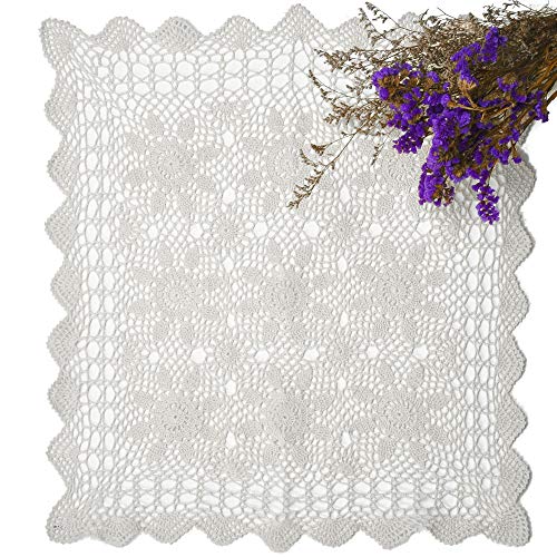 Yizunnu Vintage handgehäkelte Spitzendeckchen, rechteckig, Baumwolle, 60 x 60 cm (quadratisch), Weiß Yizunnu Vintage handgehäkelte Spitzendeckchen, rechteckig, Baumwolle, 60 x 60 cm (quadratisch), Weiß von Yizunnu