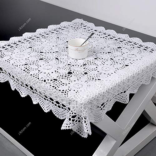 Yizunnu Quadratische Vintage-Tischdecke, handgehäkelt, Spitze, gewebt, durchbrochen, für Sofa, Handtuch, Deckchen, 61 cm von Yizunnu