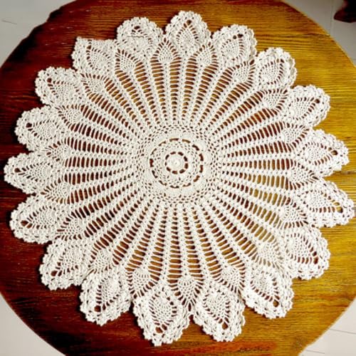 Yizunnu Retro-Tischdecke, rund, Spitze, handgefertigt, gehäkelt, Baumwolle, Tischdecke/Abdeckung, 90 cm, Baumwolle, beige, 90cm Round Yizunnu Retro-Tischdecke, rund, Spitze, handgefertigt, gehäkelt, Baumwolle, Tischdecke/Abdeckung, 90 cm, Baumwolle, beige, 90cm Round von Yizunnu