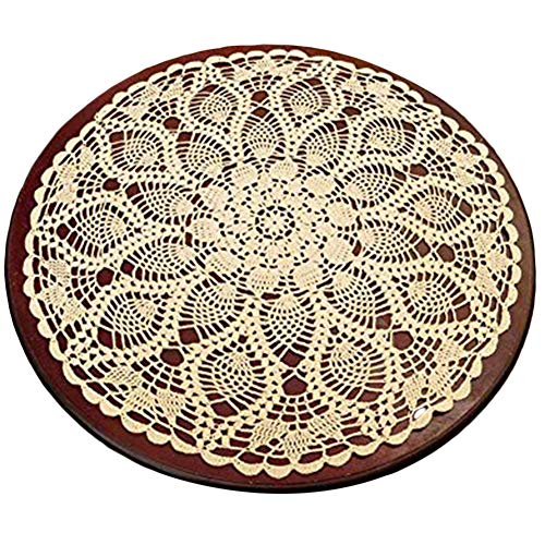 Yizunnu Tischdeckchen aus Baumwolle, rund, handgefertigt, Weiß 60 cm von Yizunnu