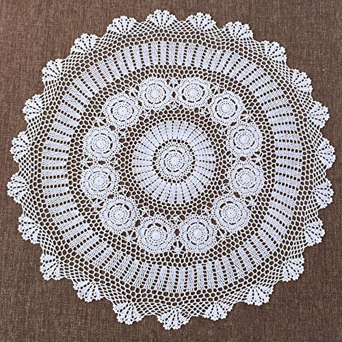 Yizunnu Runde handgefertigte Häkel-Tischdecke, Baumwolle, Spitze, Tischdeckchen, Hochzeit, Party, 90 cm Yizunnu Runde handgefertigte Häkel-Tischdecke, Baumwolle, Spitze, Tischdeckchen, Hochzeit, Party, 90 cm von Yizunnu