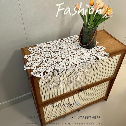 Yizunnu Spitzendeckchen, handgefertigt, gehäkelt, Vintage, runde Tischdecke, Deckchen, Baumwoll-Tischdecke, Durchmesser 60 cm, Beige Yizunnu Spitzendeckchen, handgefertigt, gehäkelt, Vintage, runde Tischdecke, Deckchen, Baumwoll-Tischdecke, Durchmesser 60 cm, Beige von Yizunnu