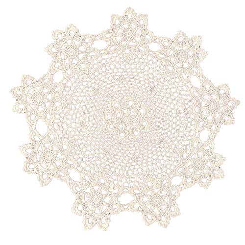 Yizunnu Tischdeckchen aus Baumwolle, rund, handgefertigt, Häkelarbeit(Beige,60cm) von Yizunnu