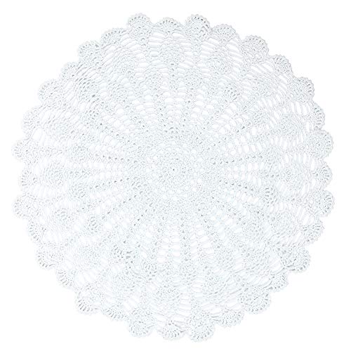 Yizunnu Tischdeckchen aus Baumwolle, rund, handgefertigt, Häkelarbeit(Weiß, 50-55cm) von Yizunnu