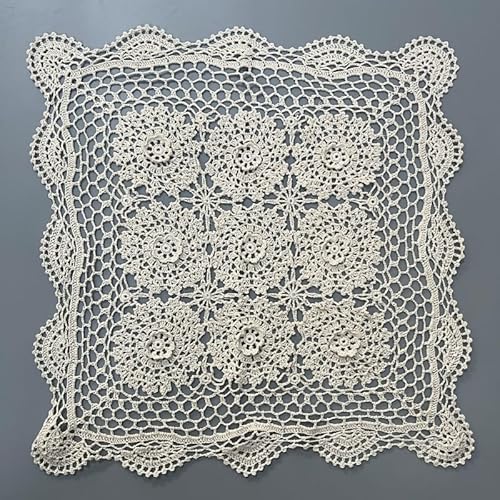 Yizunnu Tischdecke, quadratisch, handgefertigt, gehäkelt, Baumwolle, Spitze, Beige, 60 cm Yizunnu Tischdecke, quadratisch, handgefertigt, gehäkelt, Baumwolle, Spitze, Beige, 60 cm von Yizunnu