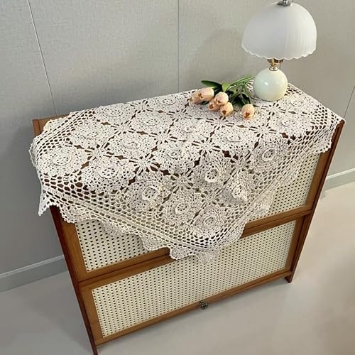 Yizunnu Tischdecke, quadratisch, handgefertigt, gehäkelt, Baumwolle, Spitze, Beige, 80–85 cm Yizunnu Tischdecke, quadratisch, handgefertigt, gehäkelt, Baumwolle, Spitze, Beige, 80–85 cm von Yizunnu