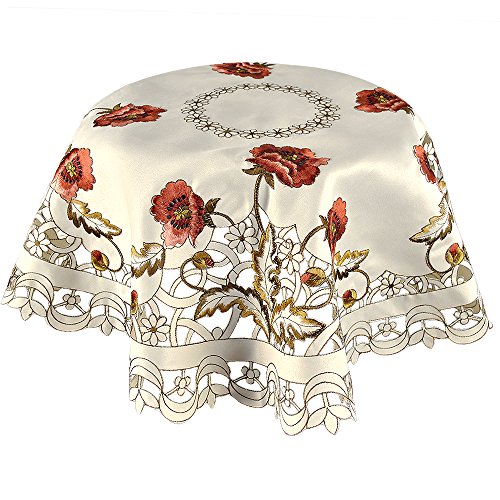 Yizunnu Tischdecke mit Rosenstickerei, Satin-Stoff, runde Tischdekoration, Vintage-Tischdecke, Party, Heimdekoration, 84 cm Yizunnu Tischdecke mit Rosenstickerei, Satin-Stoff, runde Tischdekoration, Vintage-Tischdecke, Party, Heimdekoration, 84 cm von Yizunnu