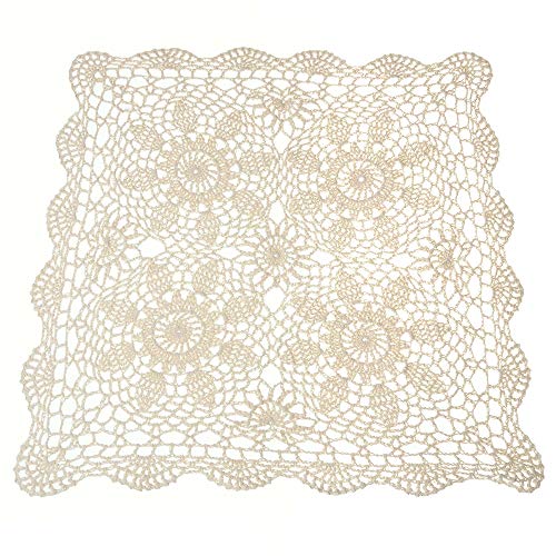 Yizunnu Vintage handgehäkelte Spitzendeckchen, quadratisch, Baumwolle, 40 x 40 cm, Beige Yizunnu Vintage handgehäkelte Spitzendeckchen, quadratisch, Baumwolle, 40 x 40 cm, Beige von Yizunnu